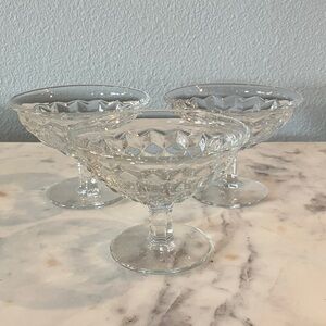 3 Fostoria American Clear Low Footed Flared Dessert Glass 3-1/4"